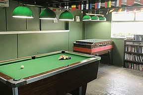 Games room with pool table, table football, table tennis and darts